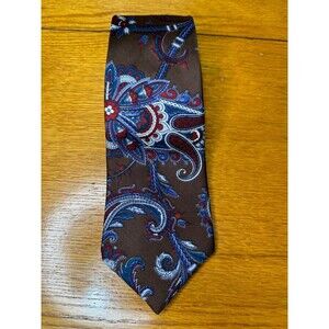 Vintage Christian Dior Men's Paisley 100% Silk Tie Brown Made in USA